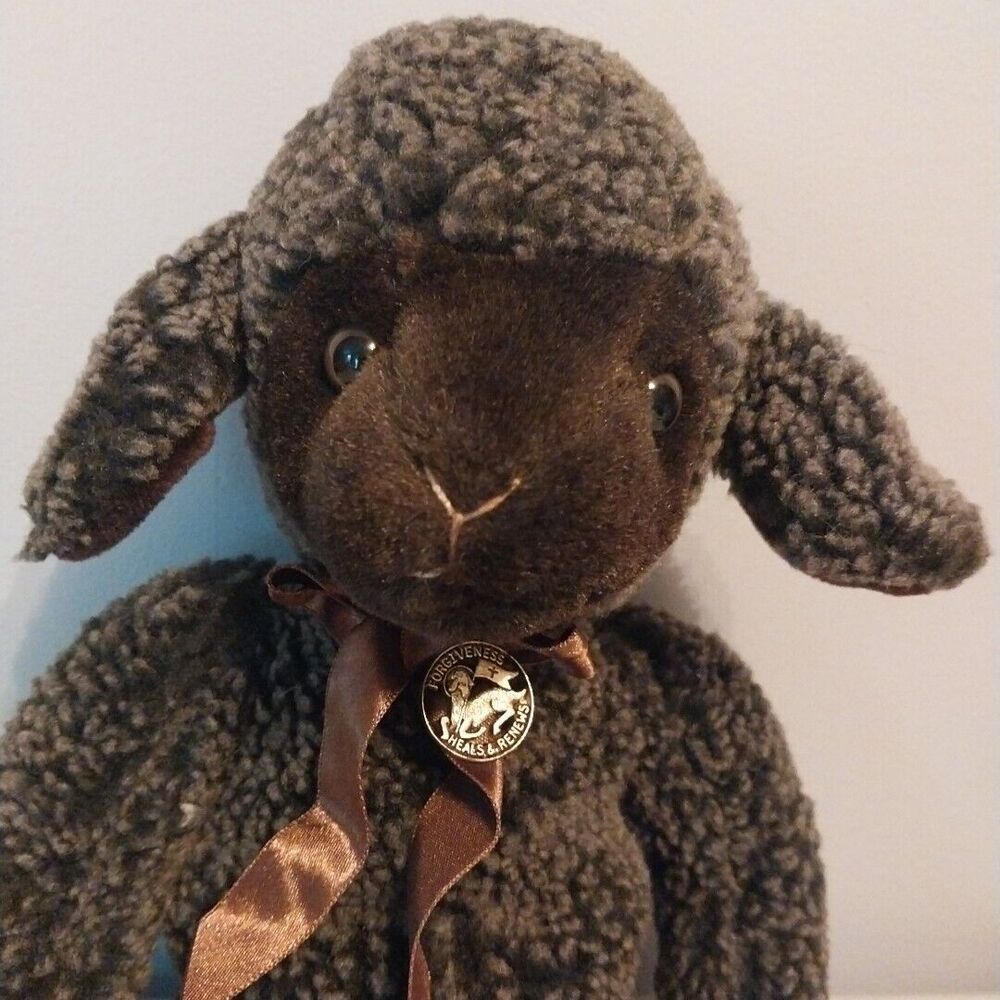 Vintage Russ Berrie Lil Trubbles Sheep Lamb Nubby Plush With Pin & Bow Beanie